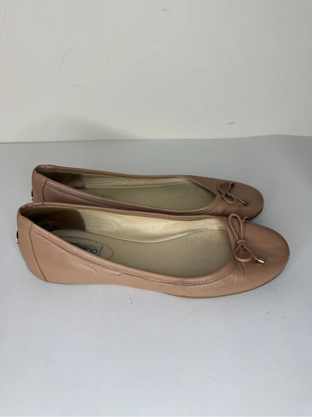 Jimmy Choo London Nude Beige Bow Ballet Flat Women’s Size 40 US 9 Made in Spain
